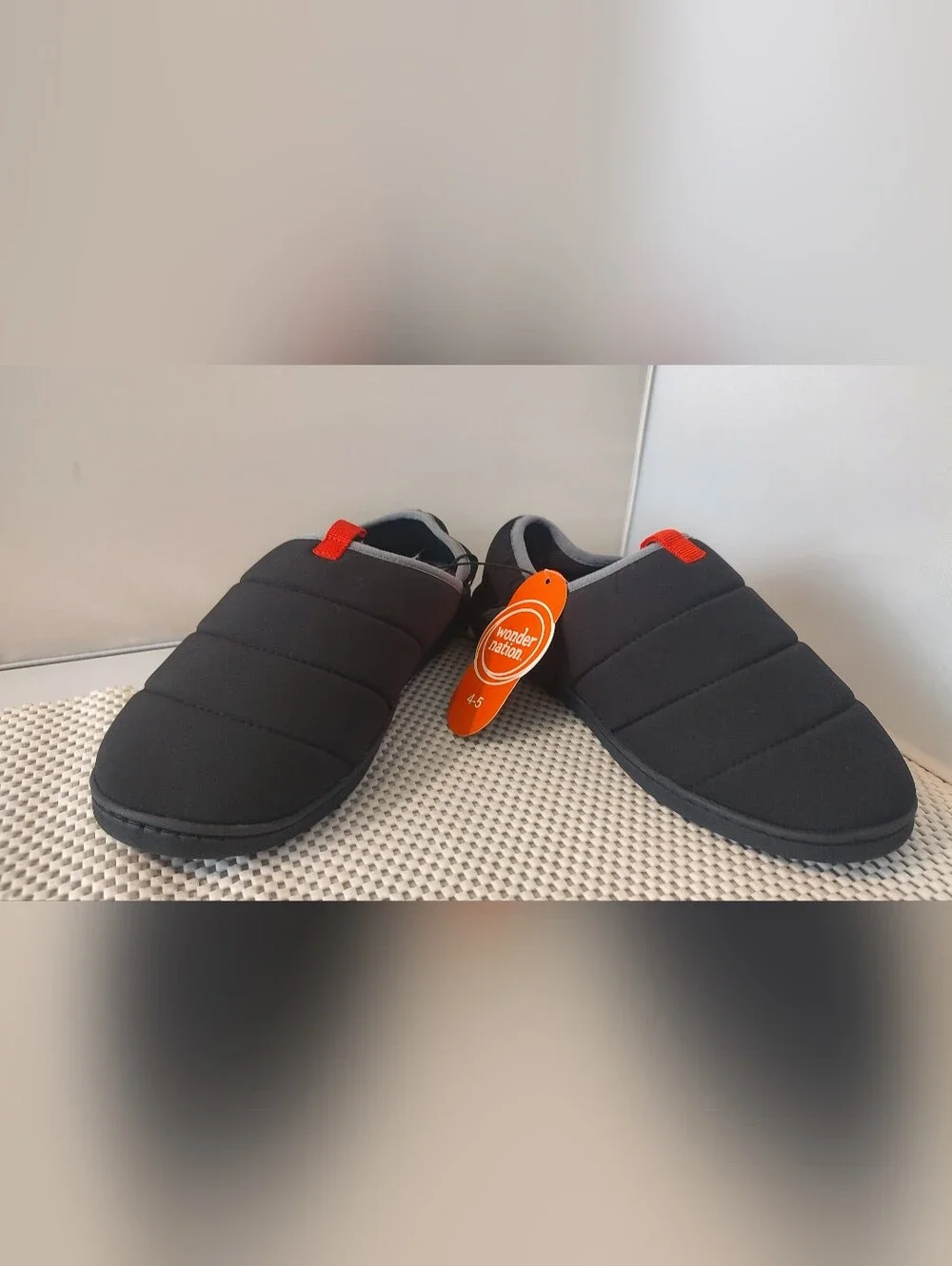 Wonder Nation Boys Size 4/5 Slippers Lined House Slippers NWT Black/Gray NWT
